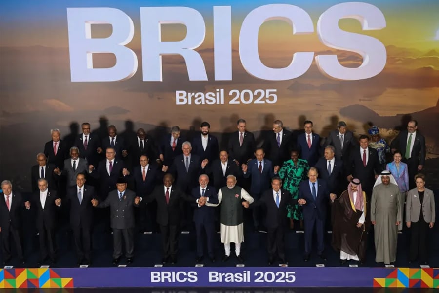 Luiz Inácio Lula da Silva, y autoridades de los países miembros del BRICS e invitados durante una foto oficial en el Museo de Arte Moderno de Río de Janeiro (MAM-RJ). Imagen: Tomaz Silva/Agencia Brasil