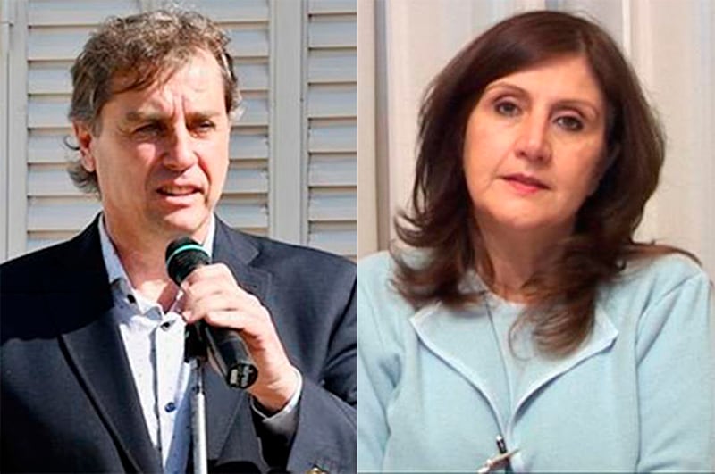 Los ministros Danilo Capitani, de Desarrollo Social, y Adriana Cantero, de Educación.