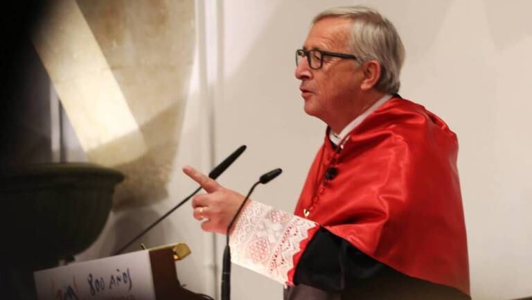 Juncker, durante su discurso en Salamanca.