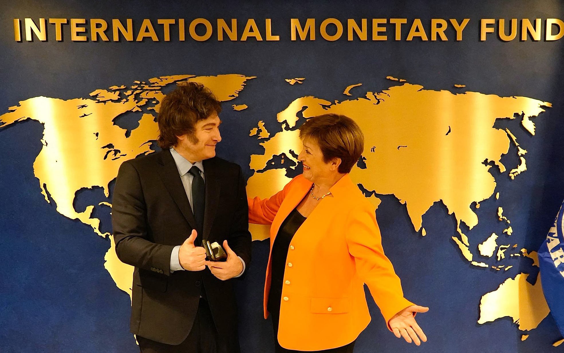 Javier Milei junto a Kristalina Georgieva, titular del FMI.