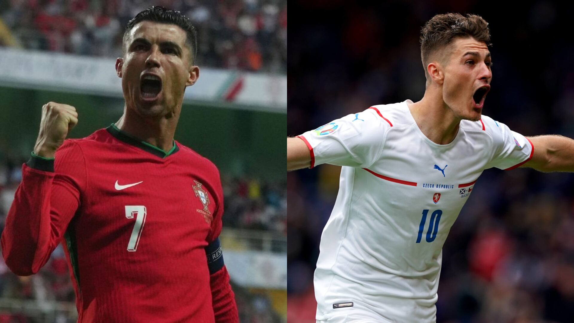 Cristiano Ronaldo y Patrik Schick. 