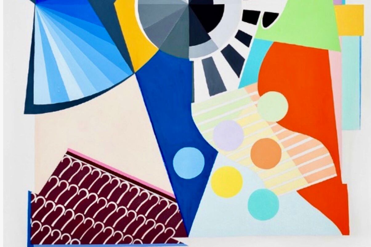 Pintura de Liliana Fleurquin de la serie "Kimono", 2024; 100 x 70 cm. Abajo: Otra obra de la serie "Kimono", de Fleurquin.