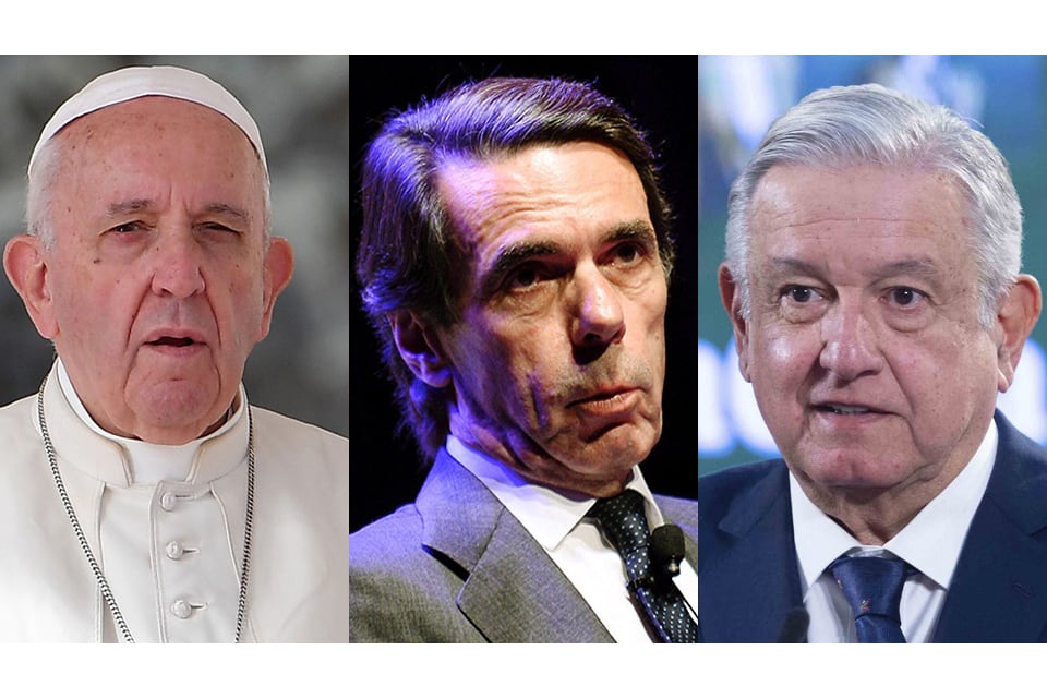 José María Aznar se burló del pedido de disculpas por los crímenes de la Conquista del Papa y de Andrés Manuel López Obrador. 