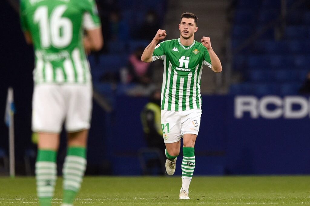 Rodríguez celebra el segundo tanto en la victoria del Betis