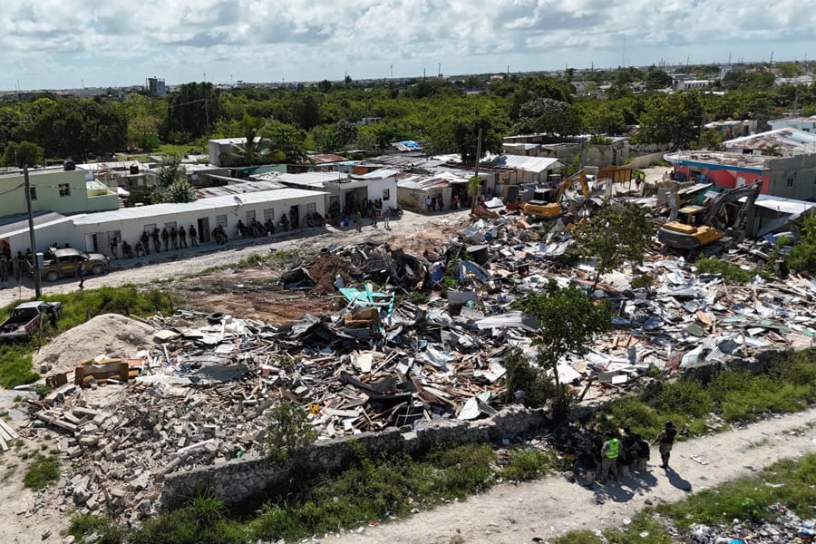 El militarizado y recientemente demolido barrio Matamosquito. Imagen: presidencia.gob.do