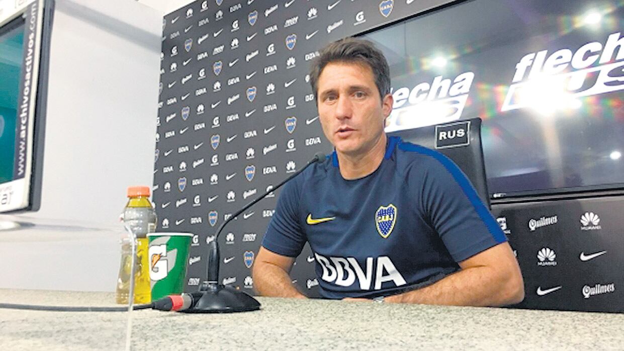 Guillermo Barros Schelotto, ayer durante la conferencia de prensa.