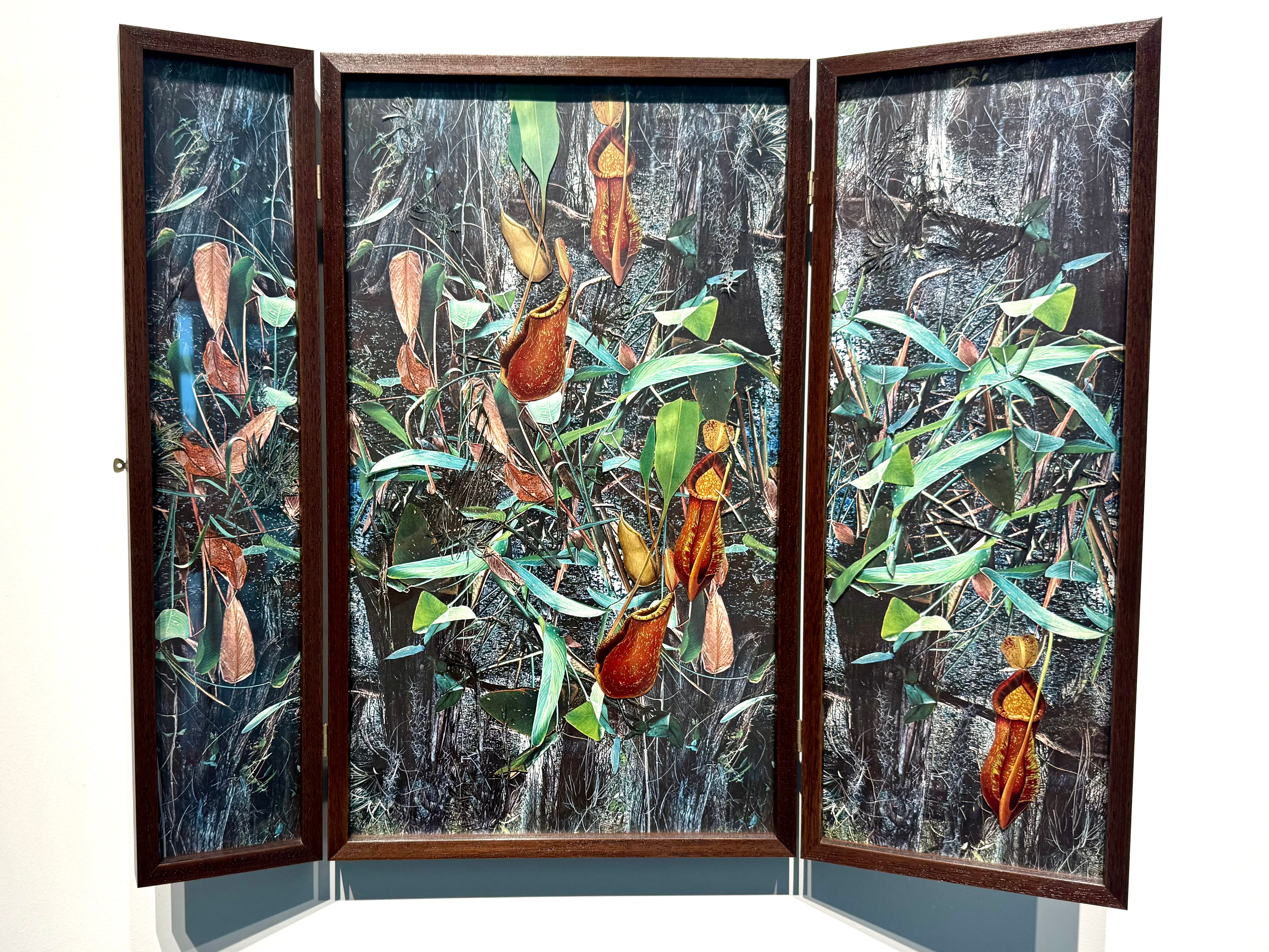 Uno de los retablos de Rosana Schoijett (2014). Abajo: collage reciente de R. Schoijett.