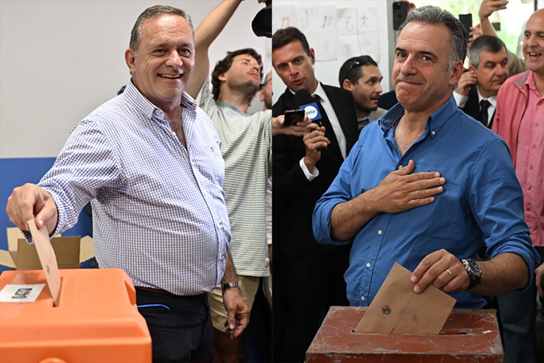 Orsi, a quien se ve con una mano en el corazón, frente a Delgado, delfín de Lacalle Pou. 