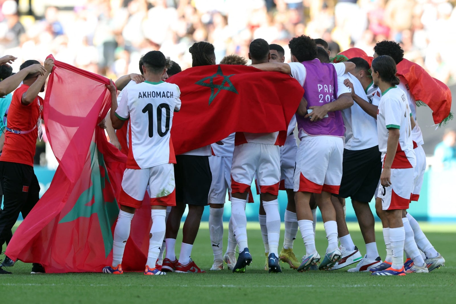 El festejo de la selección marroquí