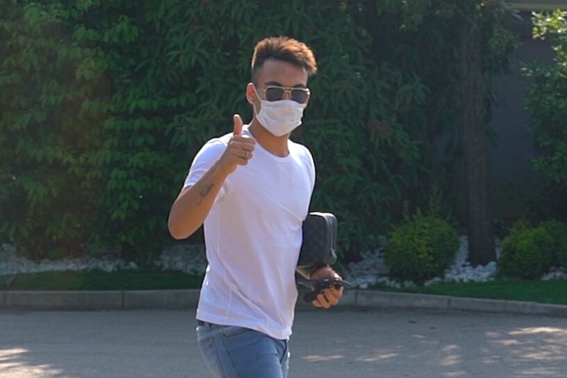 Lautaro Martínez se presentó al entrenamiento opcional del Inter.