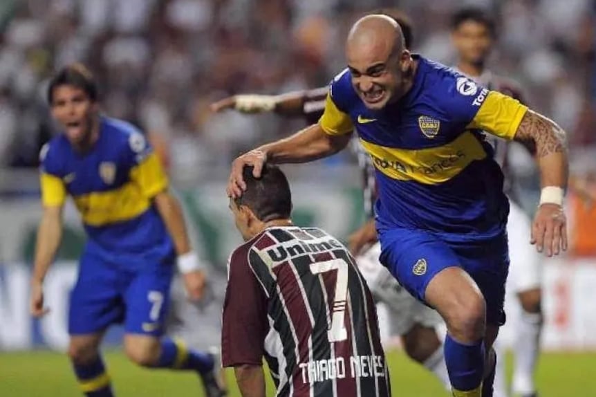 El Tanque Silva grita su recordado gol vs Fluminense en la Copa Libertadores 2012.