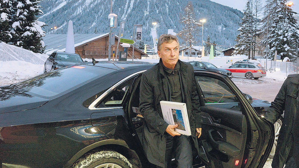 Macri, en 2016, cuando asistió al Foro Económico Mundial en busca de la prometida “lluvia de inversiones”.