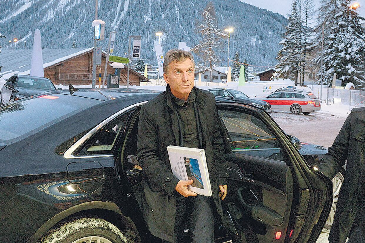 Macri, en 2016, cuando asistió al Foro Económico Mundial en busca de la prometida “lluvia de inversiones”.