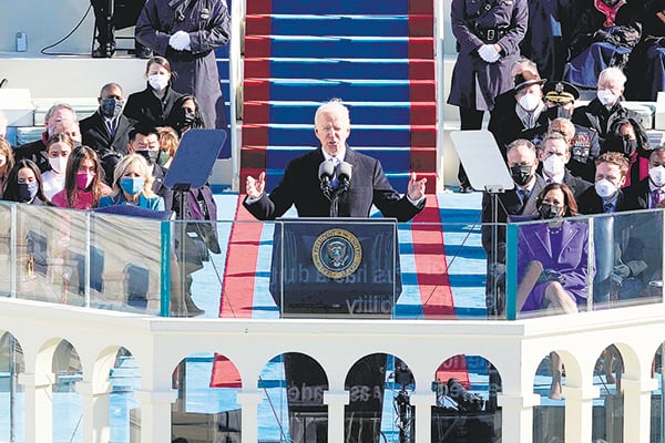 Joe Biden en su discurso de asunción.