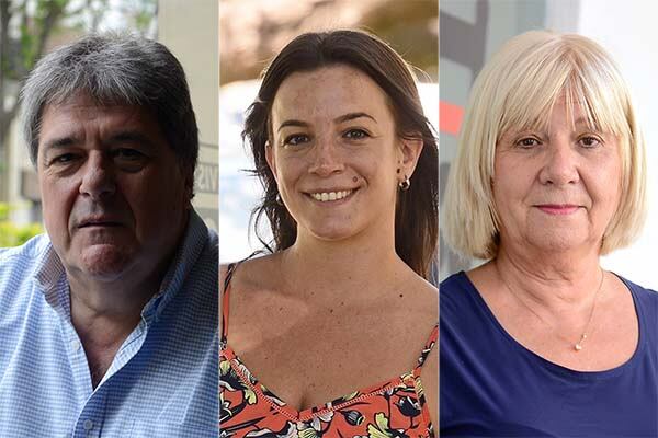 Diputados provinciales del PJ Luis Rubeo, Lucila De Ponti y Matilde Bruera.