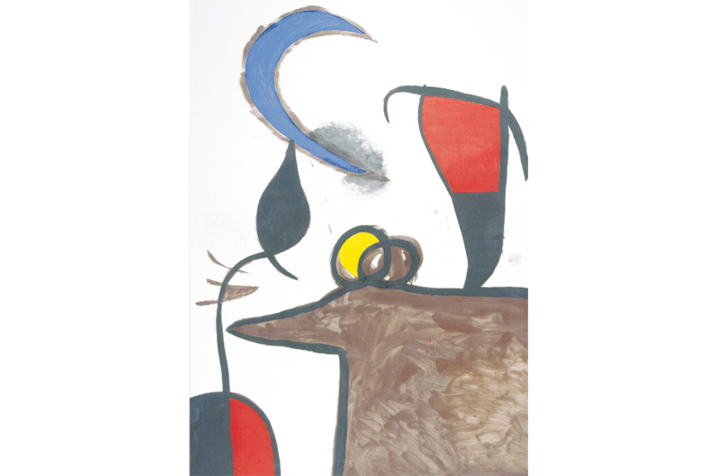 Mujeres, pájaro en la noche, 1974. Óleo, acrílico y carboncillo sobre lienzo. © Successió Miró/ ADAGP, París/ SAVA, Buenos Aires, 2017