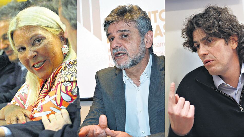 Los principales candidatos de las fuerzas que lideran la intención de voto porteña, Elisa Carrió, Daniel Filmus y Martín Lousteau.