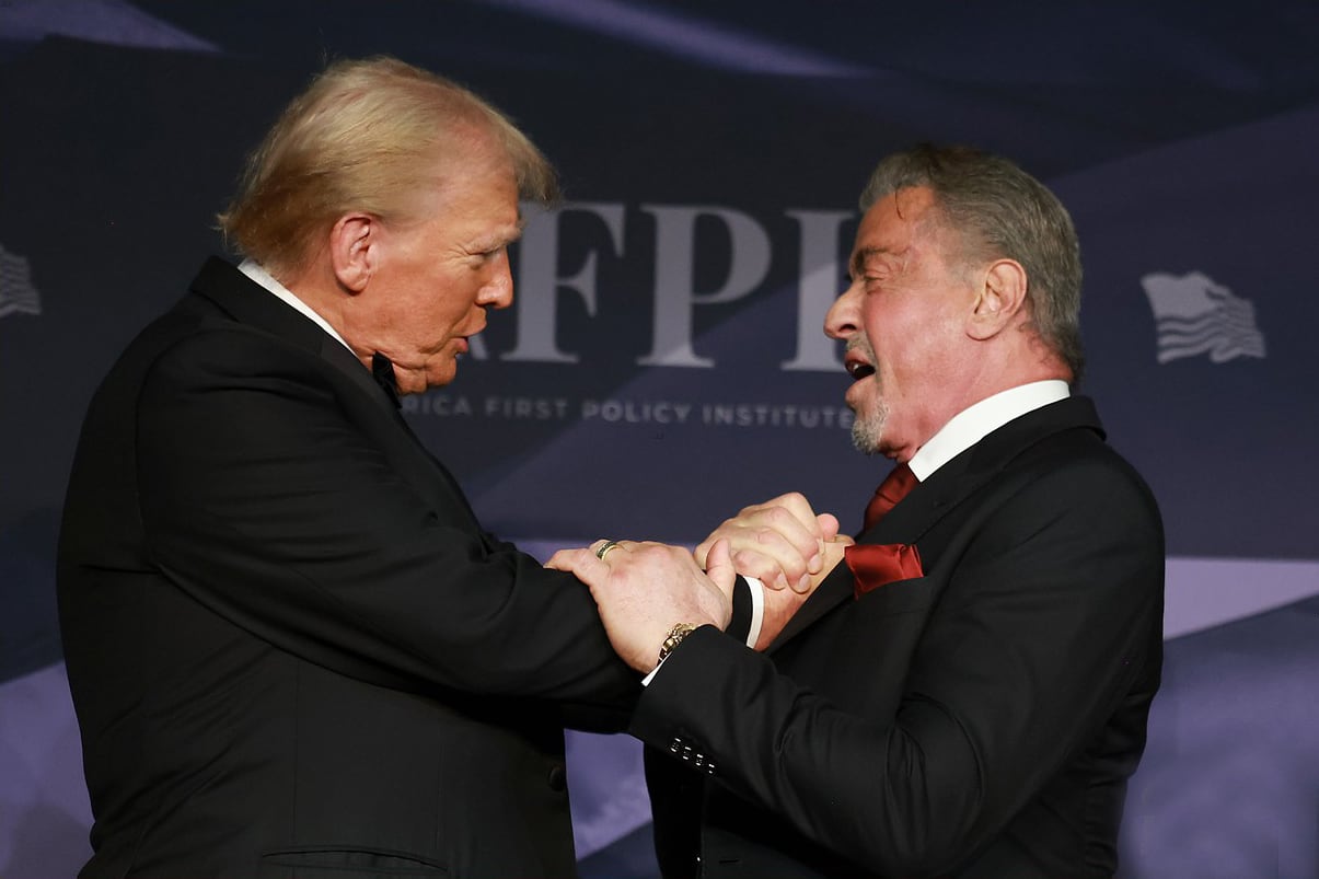 Donald Trump con uno de sus embajadores en Hollywood, Sylvester Stallone. 