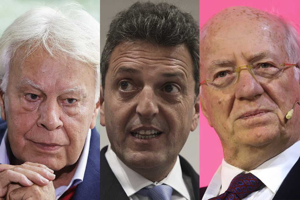 Felipe González, Sergio Massa y Paolo Rocca.
