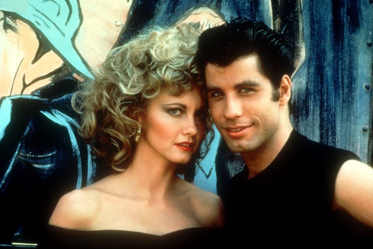 Travolta con Olivia Newton-John en "Grease". 
