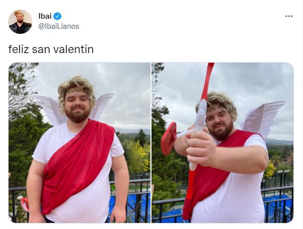 El streamer compartió, a través de las redes sociales, dos imágenes vestido de Cupido. 