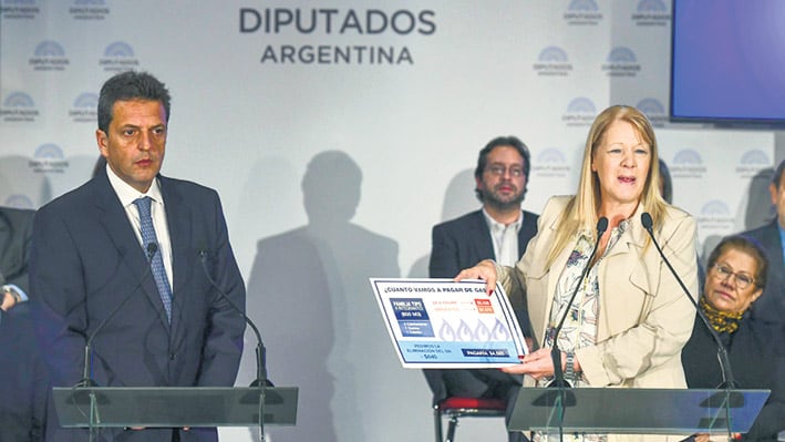 Massa y Stolbizer en la conferencia de ayer en Diputados.