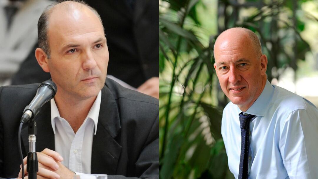 El secretario de Malvinas, Guillermo Carmona, y el exmbajador británico, Mark Kent