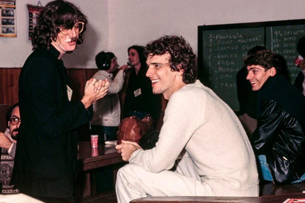 Charly García, Luis Alberto Spinetta, Federico Moura y, al fondo, Nito Mestre: encuentro de grandes.