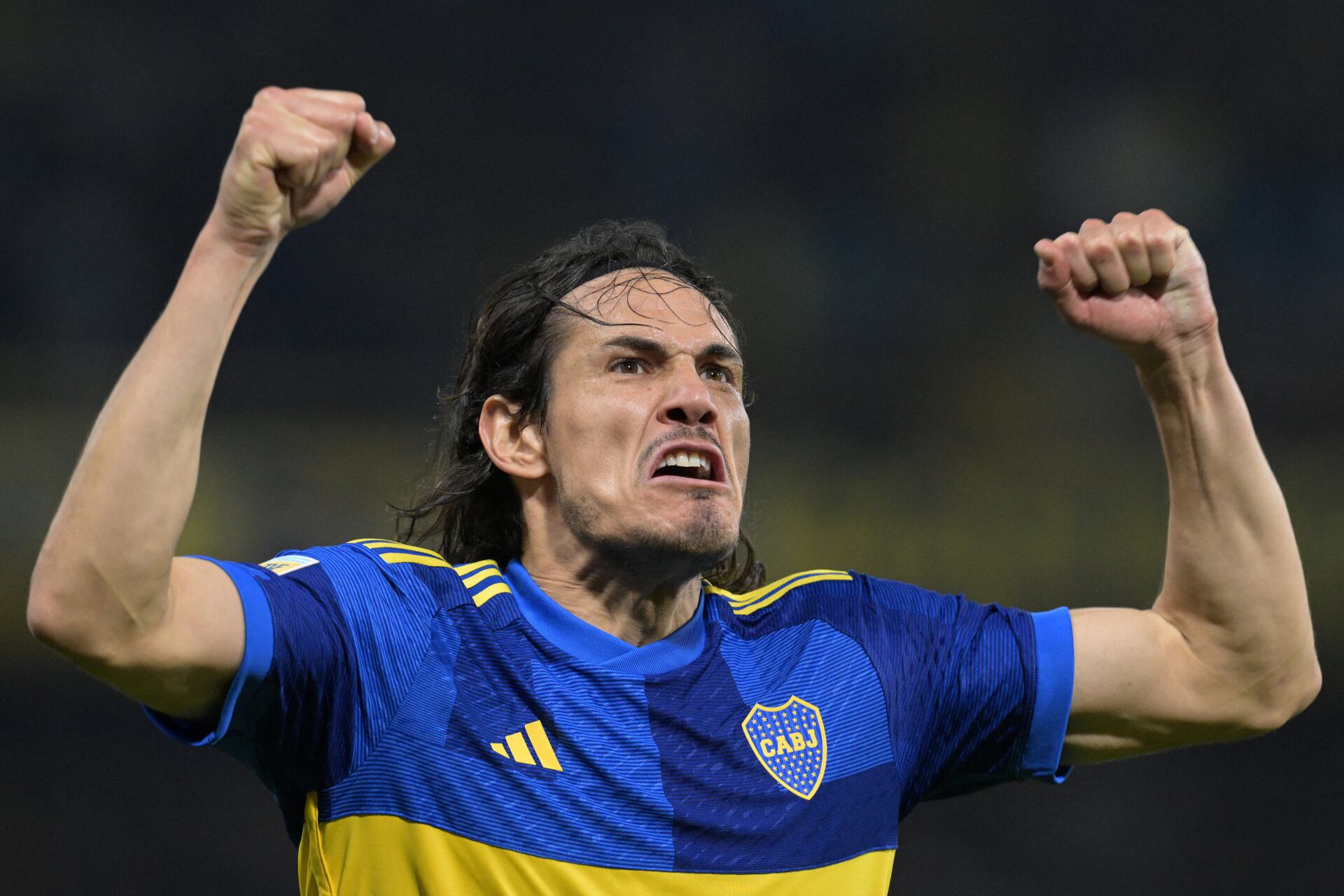 Edinson Cavani grita su gol vs Cruzeiro.