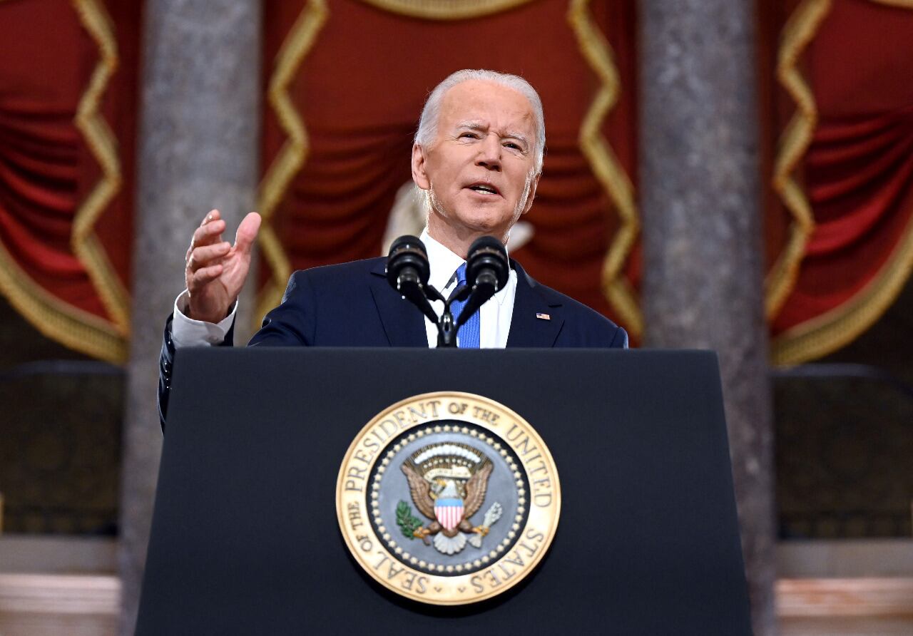 Joe Biden, presidente de Estados Unidos, hizo un discurso como motivo del año del asalto al Capitolio