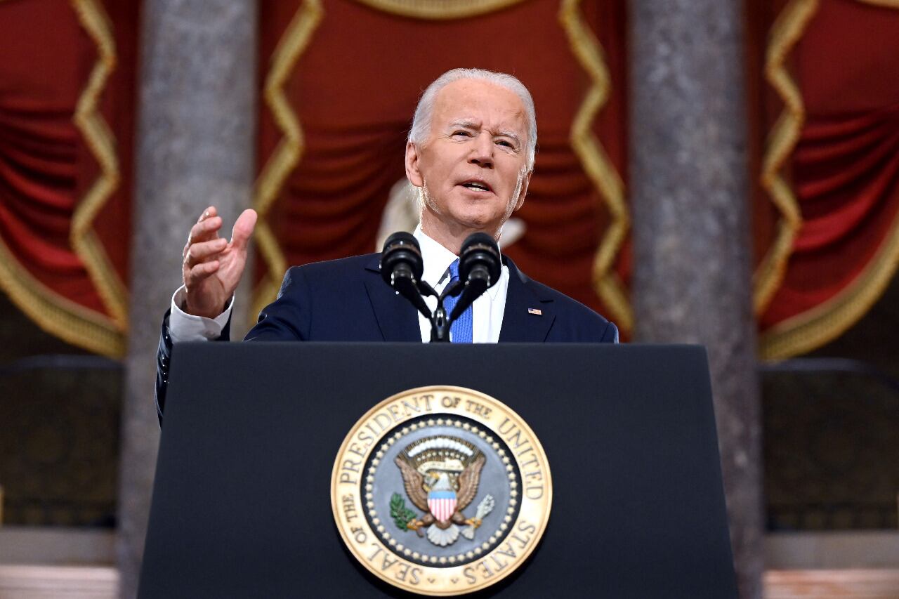 Joe Biden, presidente de Estados Unidos, hizo un discurso como motivo del año del asalto al Capitolio