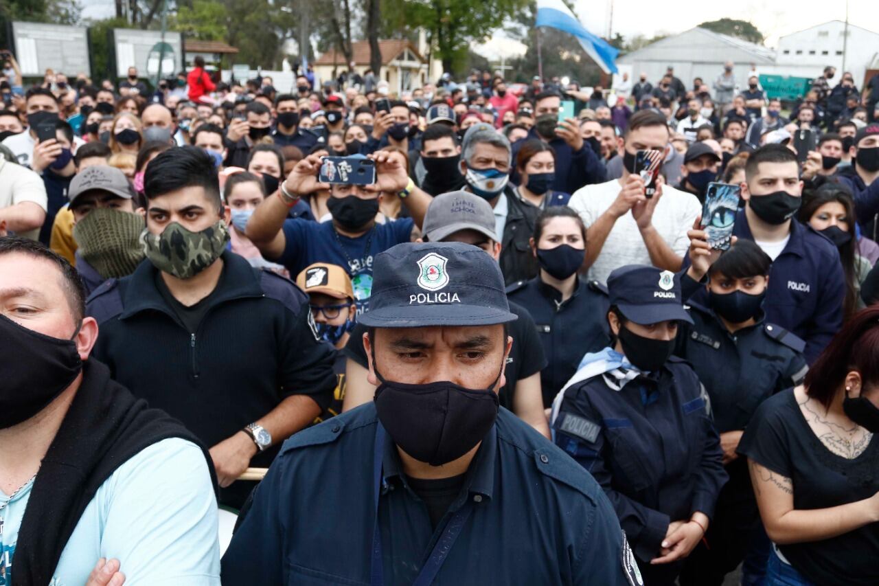 Punte12 fue uno de los lugares elegidos por los efectivos para manifestarse.