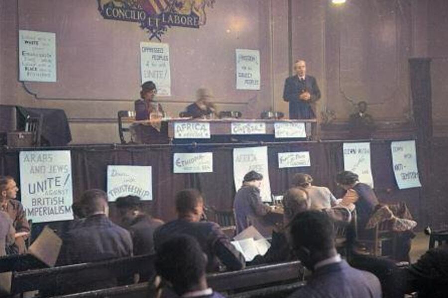 Participantes del V Congreso Panafricano  de 1945 en la cuidad de Manchester.