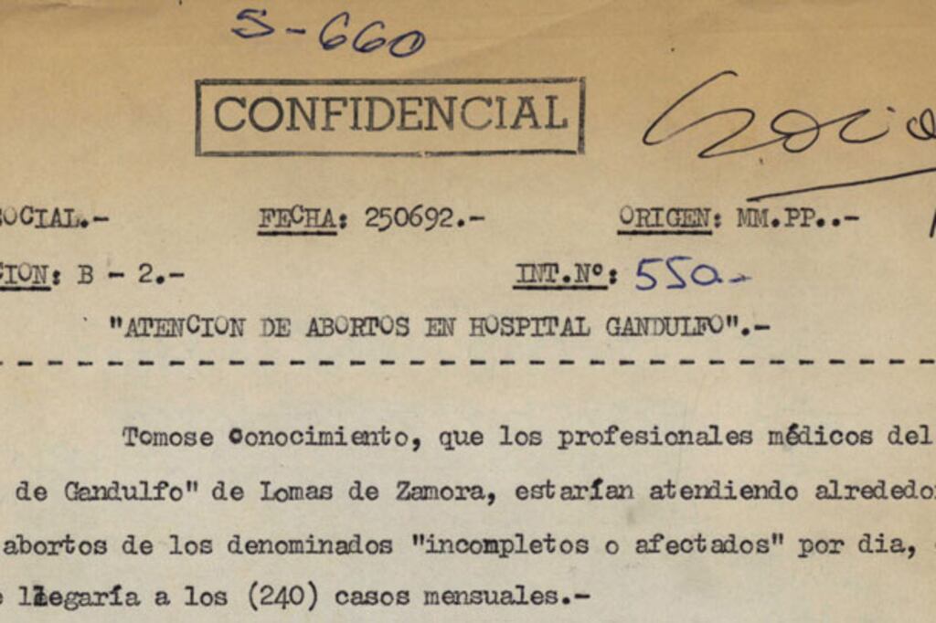 Según los documento de la DIPPBA el aborto era un objetivo de espionaje