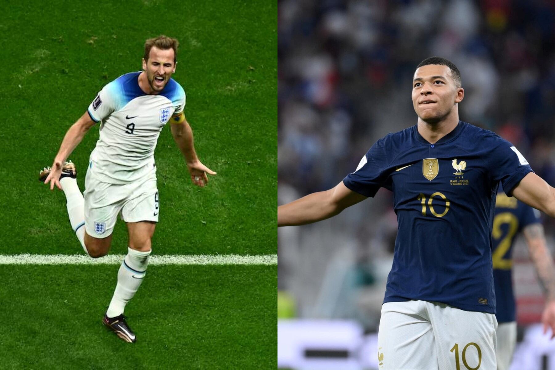  Harry Kane y Mbappé, figuras de Inglaterra y Francia, respectivamente. Imagen: AFP/AFP. 