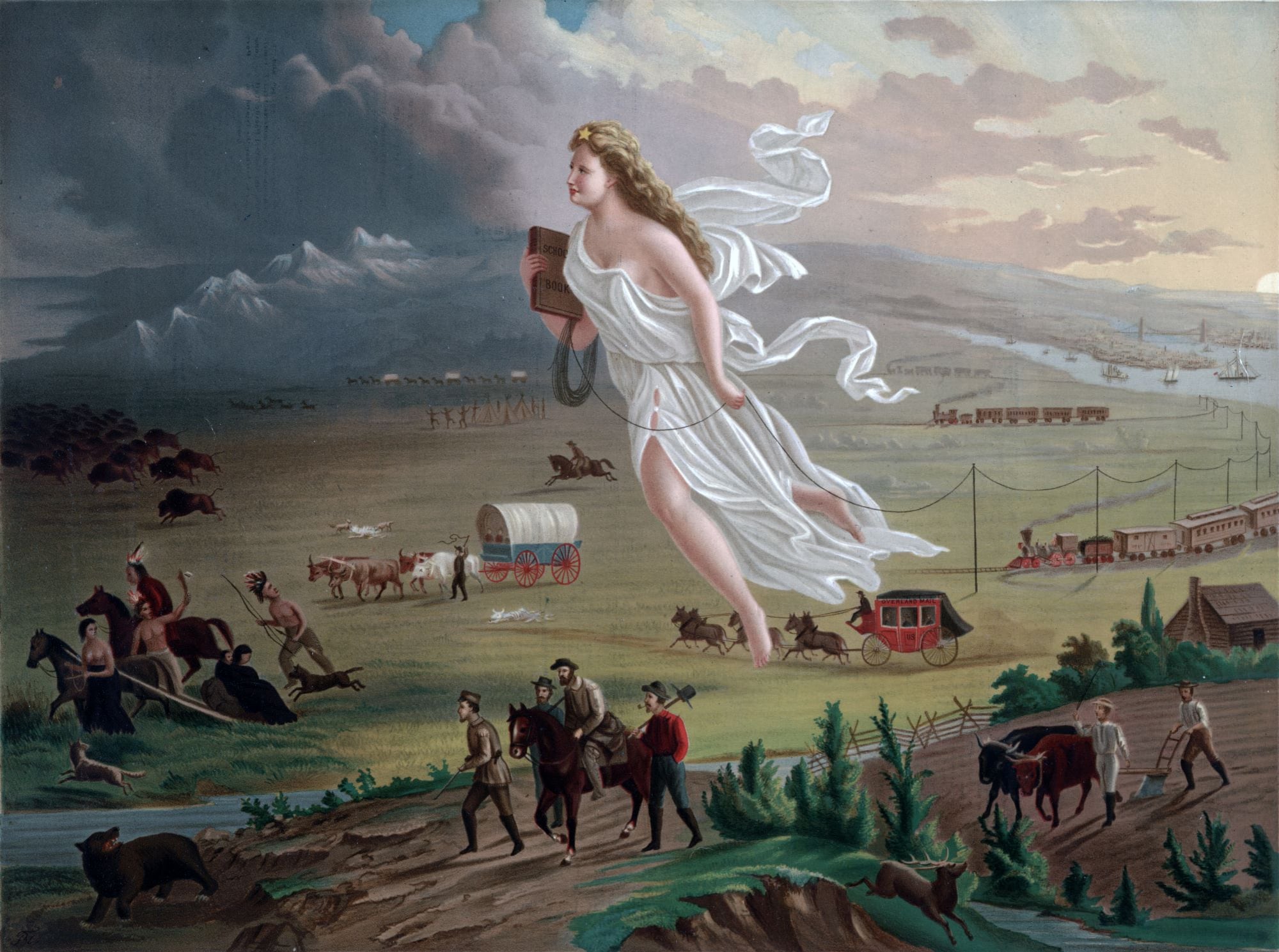 AMERICAN PROGRESS, LITOGRAFÍA CROMADA DE JOHN GAST. 1872
