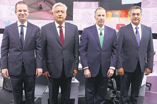 De izq a der: Ricardo Anaya, Andrés Manuel López Obrador, José Antonio Meade y Jaime Rodríguez.
