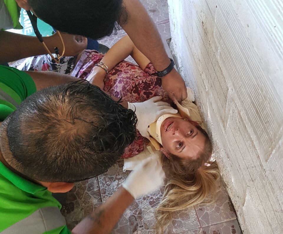 La mujer, tal como la hallaron en su casa.