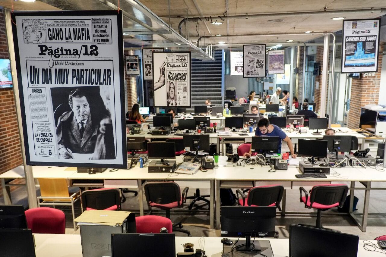 La redacción de PáginaI12 en los primeros días de la pandemia, en la transición al trabajo remoto.