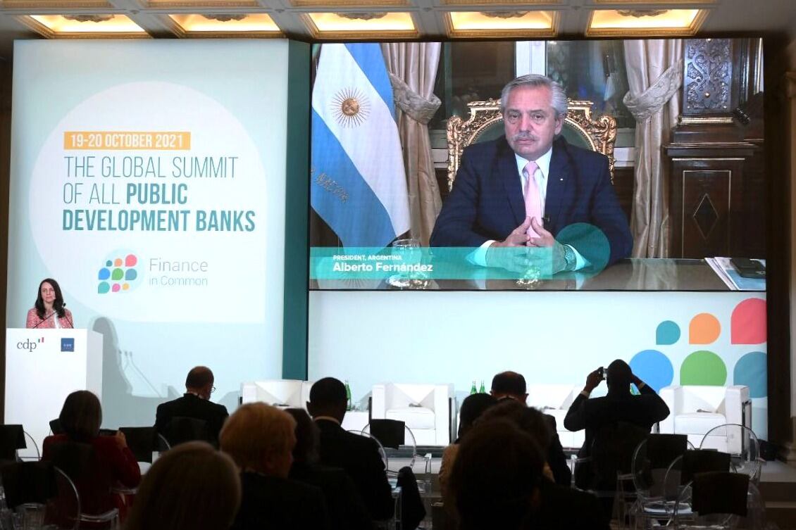 Alberto Fernández, en un evento previo a la Cumbre de Roma