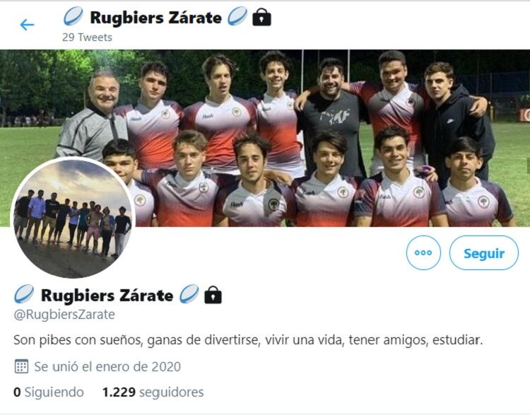 La portada de la polémica cuenta de Twitter que apoya a los rugbiers. 