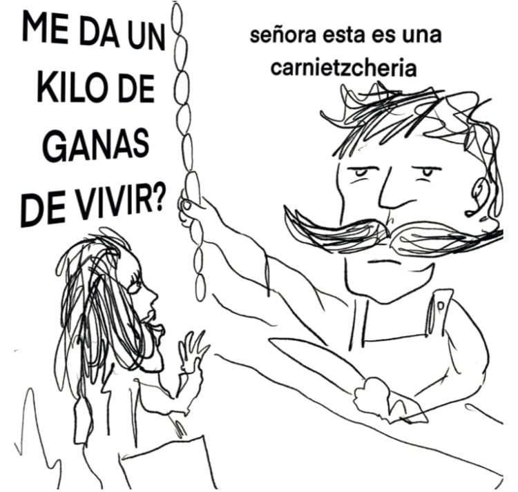 Una de las viñetas de M1Seria incluida en su libro.