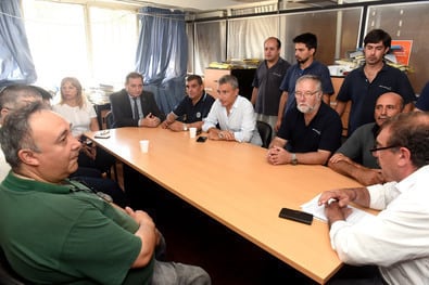 Los dirigentes de la UOM Rosario, la empresa y el ministro de Trabajo se reunieron ayer.