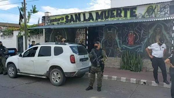 El operativo en el santuario, en diciembre último. 