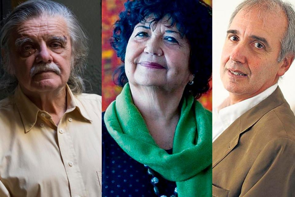 Horacio González, Dora Barrancos y Alberto Kornblitt, tres de los firmantes del Manifiesto de Comuna Argentina.