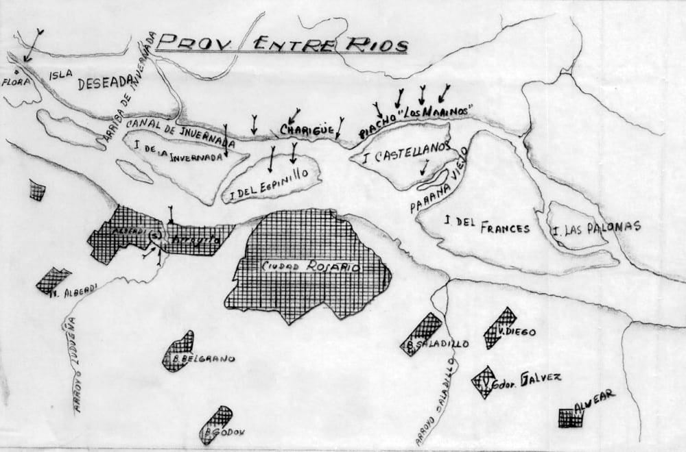 Un croquis policial donde se señala la “situación de residentes alemanes” en las islas.