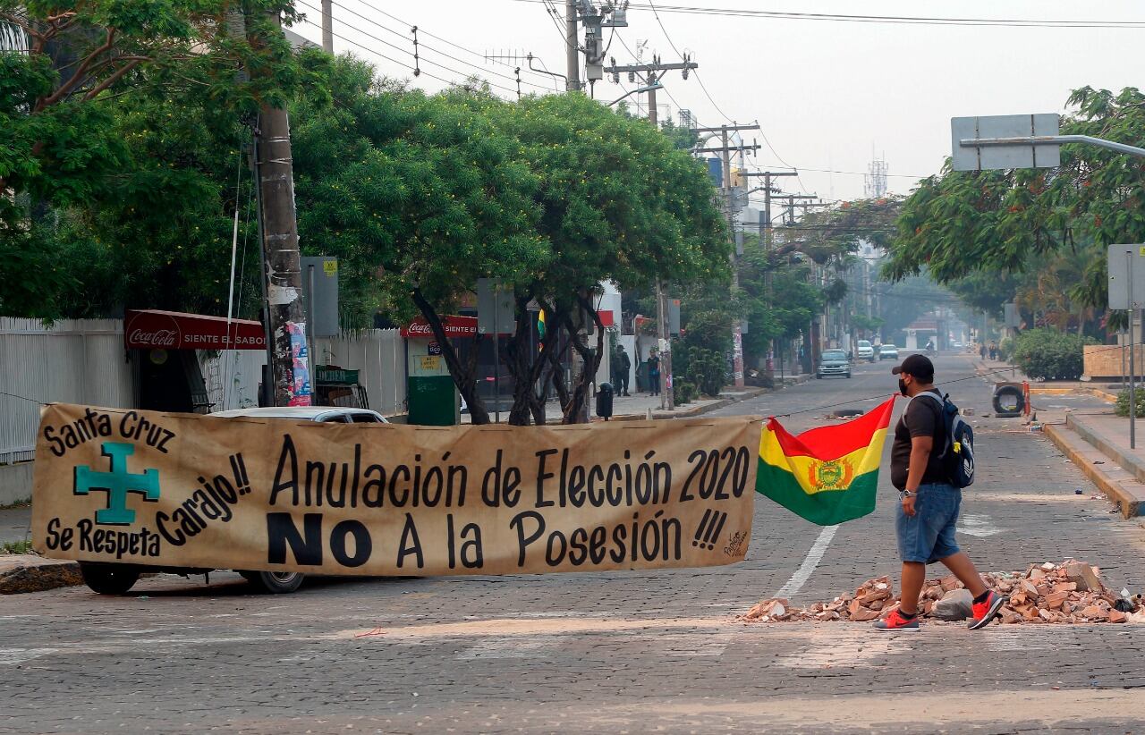 Bloqueos y protesta de la derecha en Santa Cruz de la Sierra