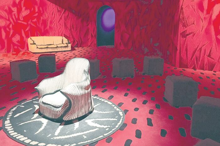 Habitación que cruza a David Lynch, Patti Smith y Kuitca. Abajo: film de Artavazd Pelechian.