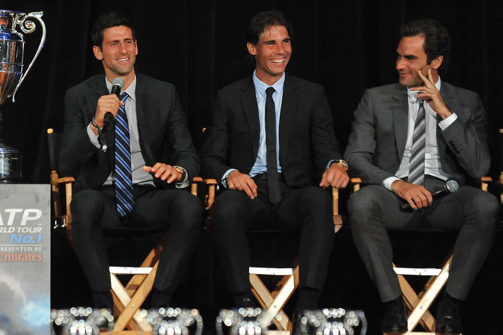 Roger Federer con Rafael Nadal y Novak Djokovic