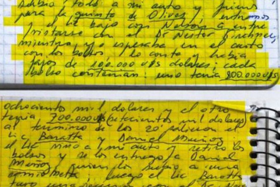 En los cuadernos, los expertos encontraron la letra de más personas, incluso del expolicía Jorge Bacigalupo.